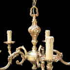 Chic lustre classique véritable bronze doré vintage style Louis XV baroque 5 bras
