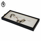 Chic tableau cadre à relief chinois asiatique blanc gris noir oiseau plume vintage