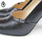 Chics escarpins à talon en cuir noir Italien Calzature Gis P 39 ½ vintage
