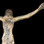 Christ crucifix H 33 cm en bronze doré signé J Mehary