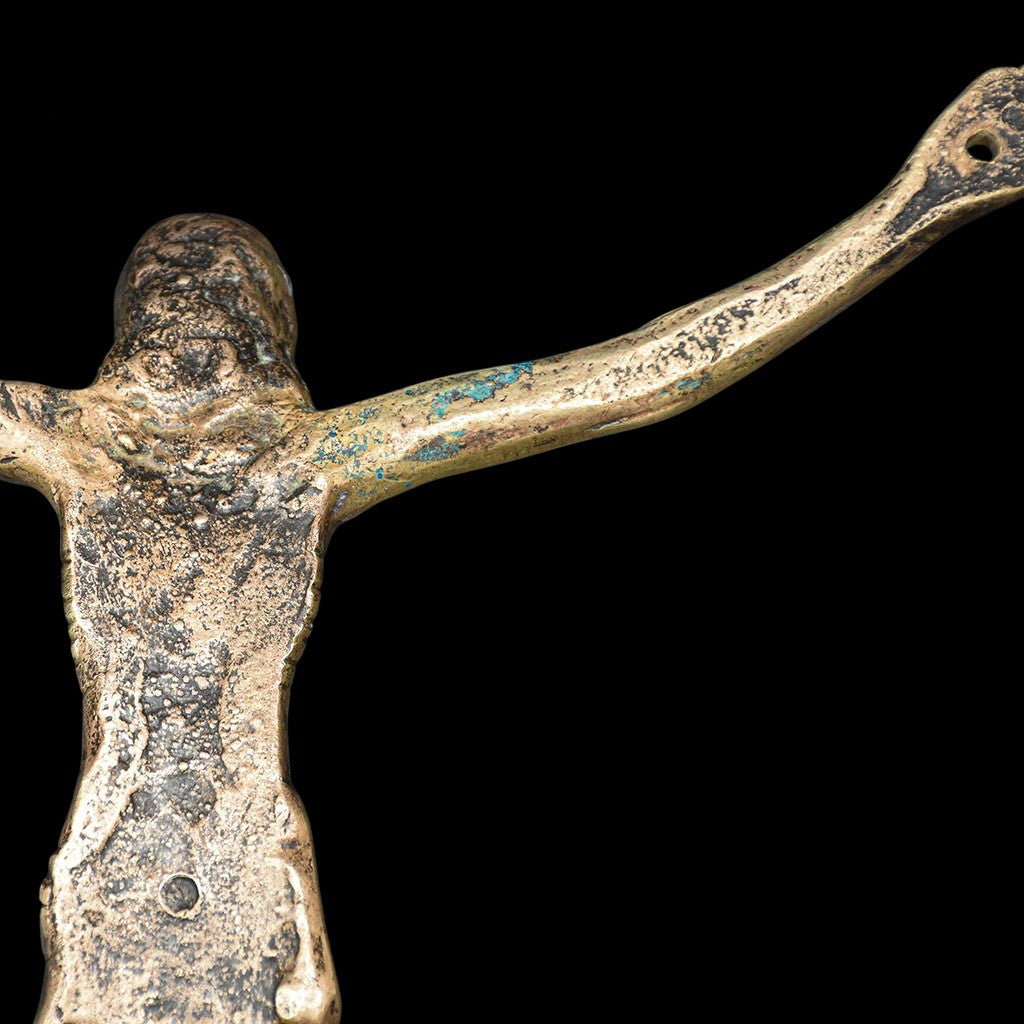 Christ crucifix H 33 cm en bronze doré signé J Mehary