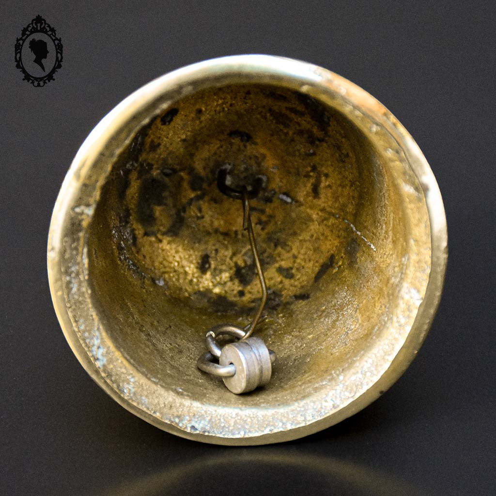 Cloche grelot, clochette de table bronze doré scène personnage vintage ancien