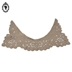 Col ancien femme fille dentelle ajourée style Richelieu teint beige taupe