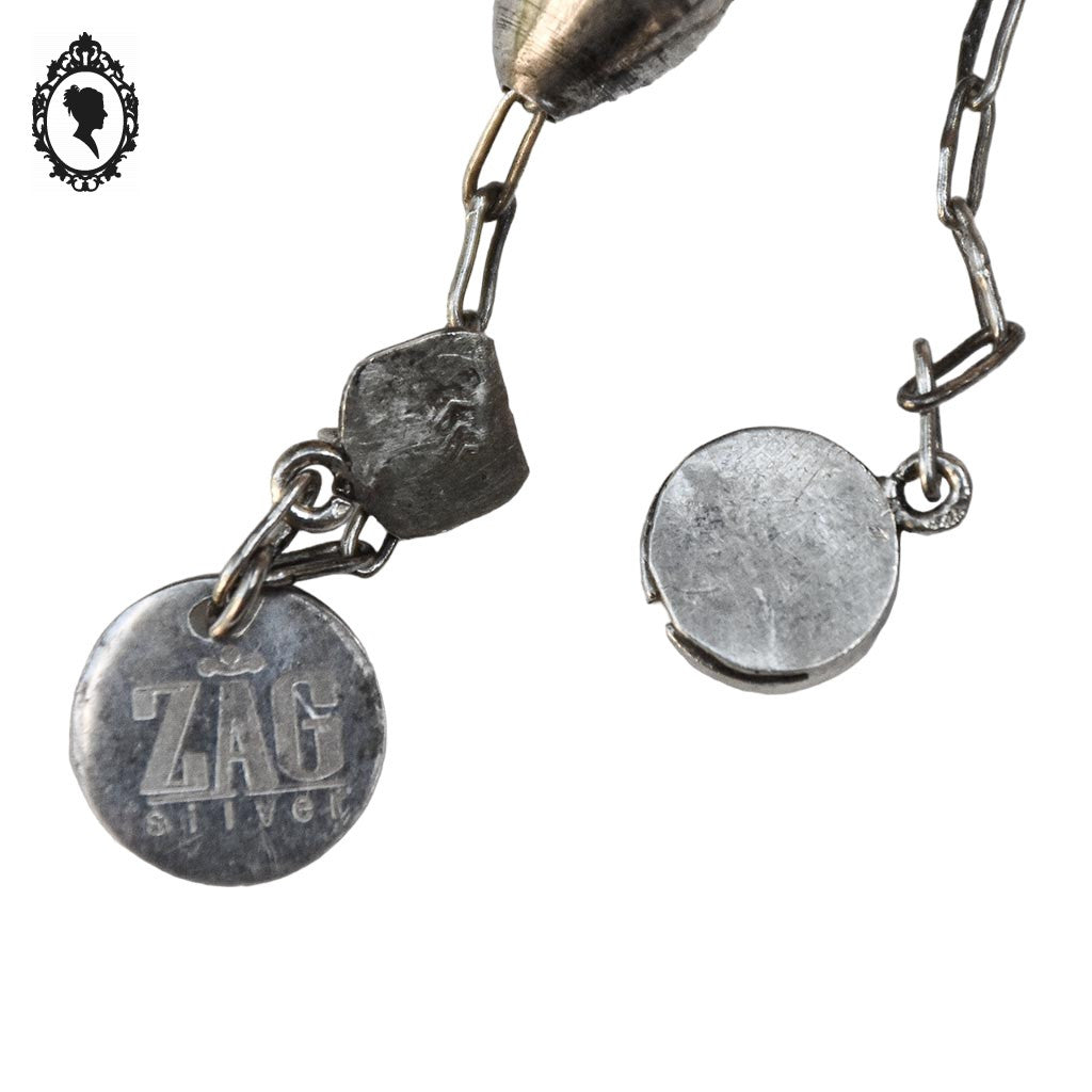 Collier ZAG style asiatique argenté grosses perles chaîne