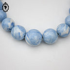Collier bleu et blanc marbré perles rondes ras de cou en cascades vintage