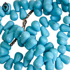 Collier véritable pierre de howlite teintée bleu turquoise vintage