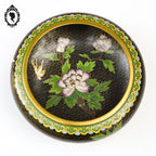 Coupe chinoise en email émaux cloisonnés noir laiton D 18 cm vintage