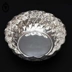 Coupelle coupe petit plat sur pied trépied métal argenté festonné