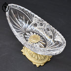 Coupelle sur pied serviteur plat coupe ovale piédouche en cristal et laiton H 15 L 31 cm