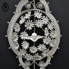 Couronne florale ange perles blanches objet de curiosité mortuaire ancienne 1900 H 76 cm
