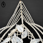 Couronne florale perles blanches objet de curiosité mortuaire ancienne 1900 H 75 cm