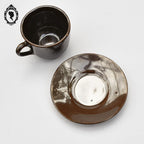 Dinette à café ou thé tasses théière pots en grès marron nacré jouet vintage
