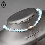 Élégant collier en cristal aurore boréale AB bleu en cascade bijou ancien vintage