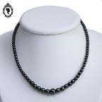 Élégant collier gris noir pierre hématite perles rondes cascade vintage