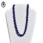 Élégant collier perles de verre vénitien Murano bleu cobalt vintage