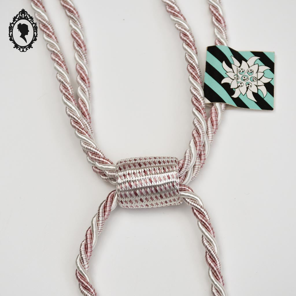 Embrasse pompon cordon rose tendre blanc passementerie pour rideau neuf