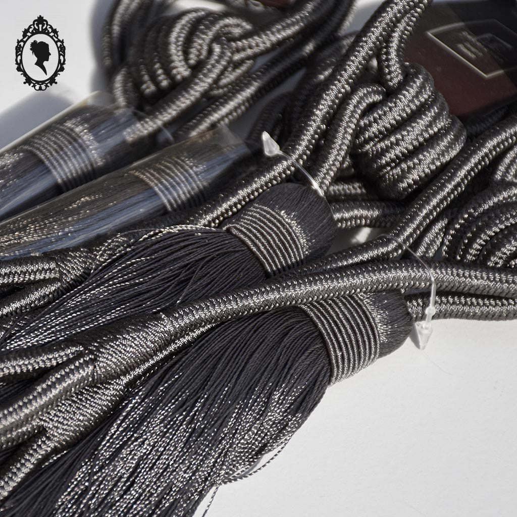 Embrasse pompon gland de clé cordon gris passementerie pour rideau style Houles neuf