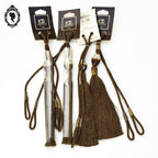 Embrasse pompon gland de clé perle cordon marron passementerie pour rideau style Houles neuf