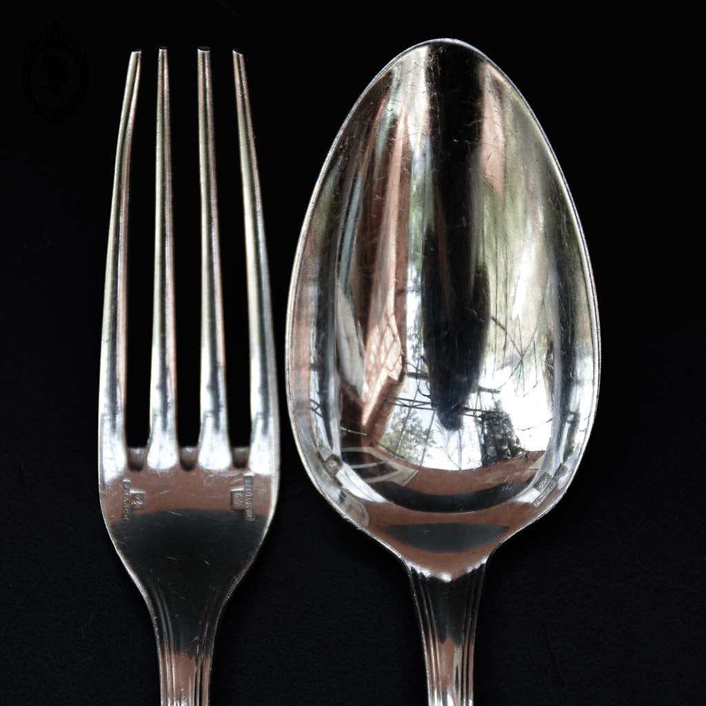 Ensemble 2 couverts enfant ou dessert Chritofle métal argenté dans écrin