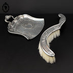 Ensemble pelle et brosse ramasse miettes en métal argenté ancien