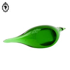Figurine Oiseau en verre soufflé vert à poser presse papier objet déco de vitrine vintage