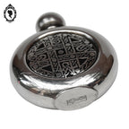 Flacon miniature circulaire en métal flasque de hanche celtique alcool ou parfum St Justin
