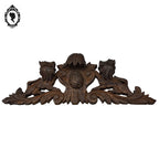 Fronton d’armoire, miroir ou meuble en bois sculpté Lion 58 x 20 cm ancien