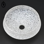 Globe tulipe abat-jour blanc rond verre de Clichy moucheté Art déco