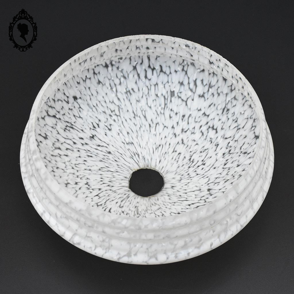 Globe tulipe abat-jour blanc rond verre de Clichy moucheté Art déco
