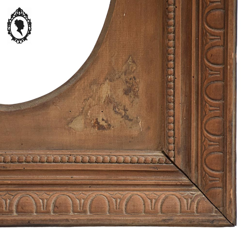 Grand cadre rectangulaire intérieur ovale bois sculpté vide 53 x 65 cm ancien