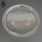 Grande cloche à fromage transparente en verre blanc avec son assiette plateau vintage