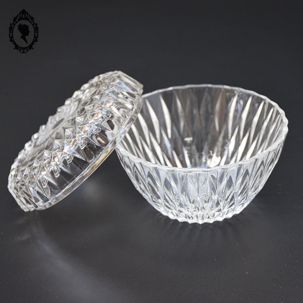 Jolie bonbonnière sucrier rond verre semi cristal Duralex vintage