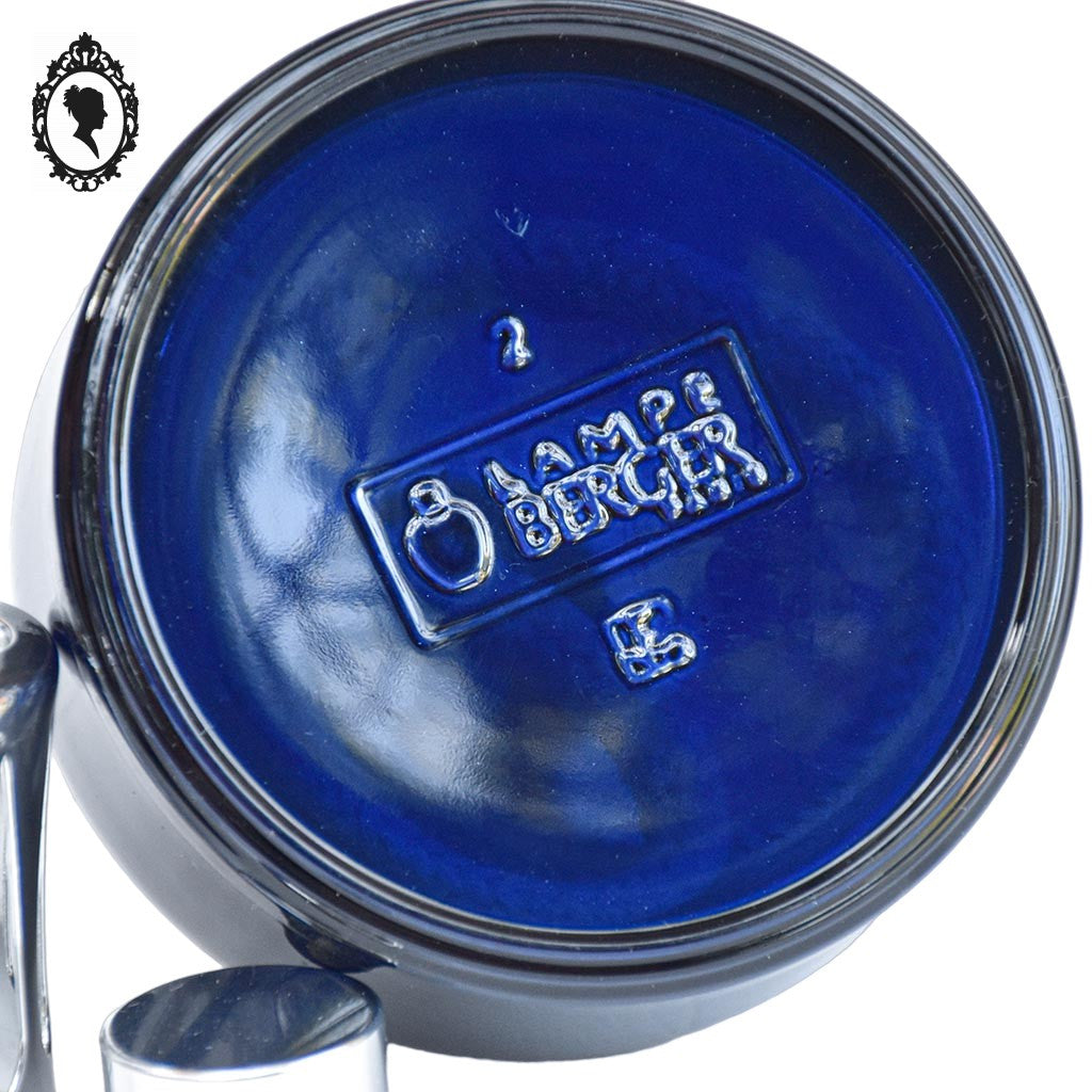 Lampe Berger bleu nuit à paillettes et gris argent