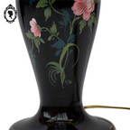 Lampe à poser fleurie signée Rita noir et doré vintage
