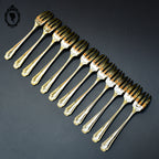 Lot 12 couverts petites fourchettes métal or doré rang de perles vintage