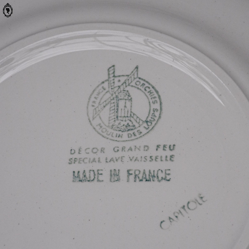 Lot 16 assiettes à dessert plates fleur rose bleue gris Moulin des loups vintage