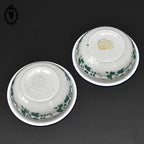 Lot 2 bols calottes rond fleuri en tôle fer émaillé vintage rétro D 14 cm
