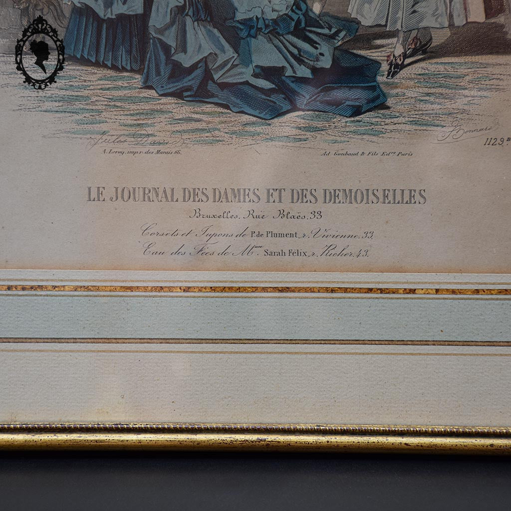Lot 2 cadres le journal des Dames mode robes anciennes eaux fortes H 40 cm