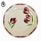 Lot 22 assiettes plates et creuses fleur tulipe rouge vert Badonviller vintage