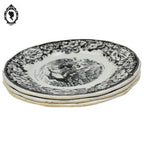 Lot 3 assiettes à dessert blanc et noir en porcelaine anciennes Macédoines Creil et Montereau
