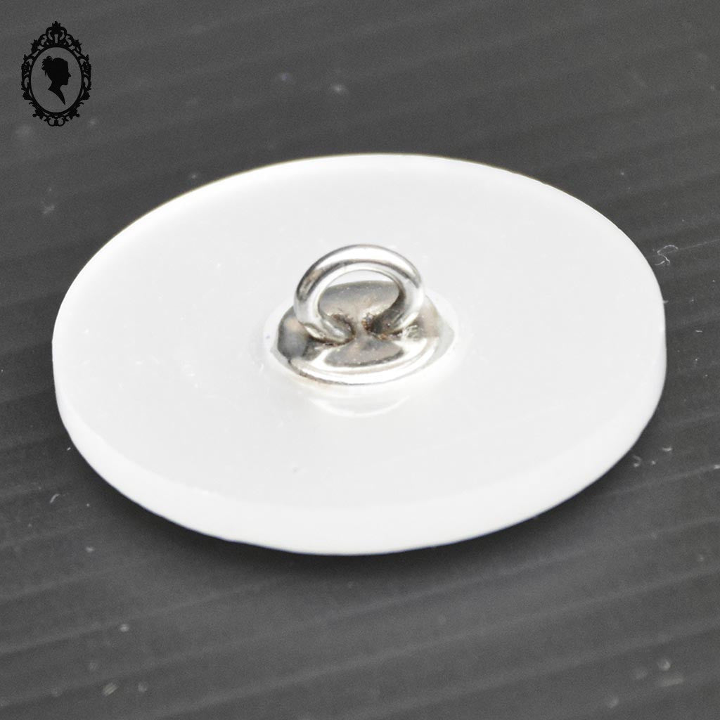 Lot 6 boutons ronds en plastique blanc à relief vintage D 2 cm