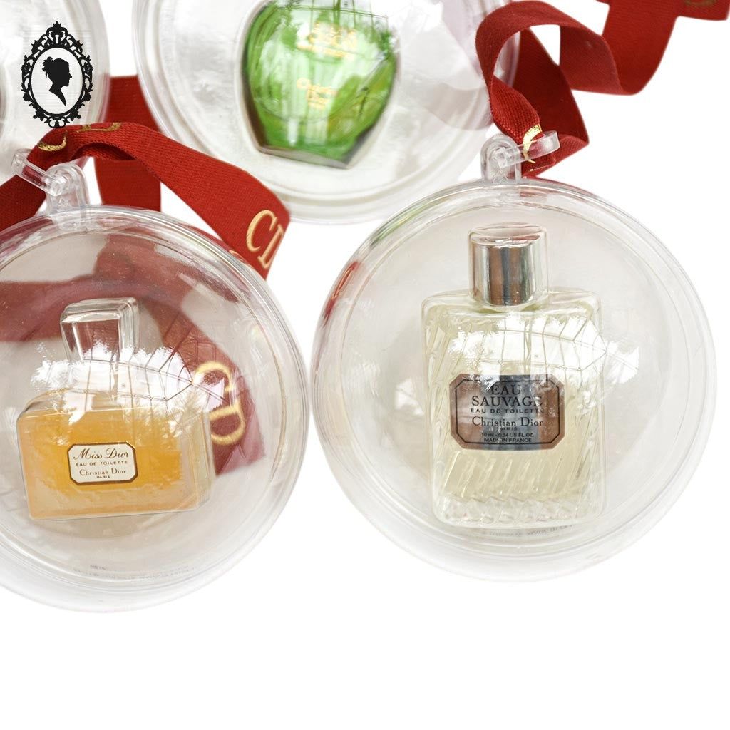 Lot 6 miniatures collection de parfum Christian Dior boules sapin CD