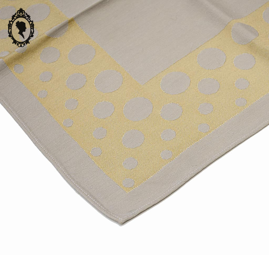 Lot 7 serviettes de table beiges et ronds dorés vintage 40 x 40 cm