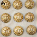 Lot plaque 24 boutons métal laiton doré relief ancre marine D 2 cm vintage