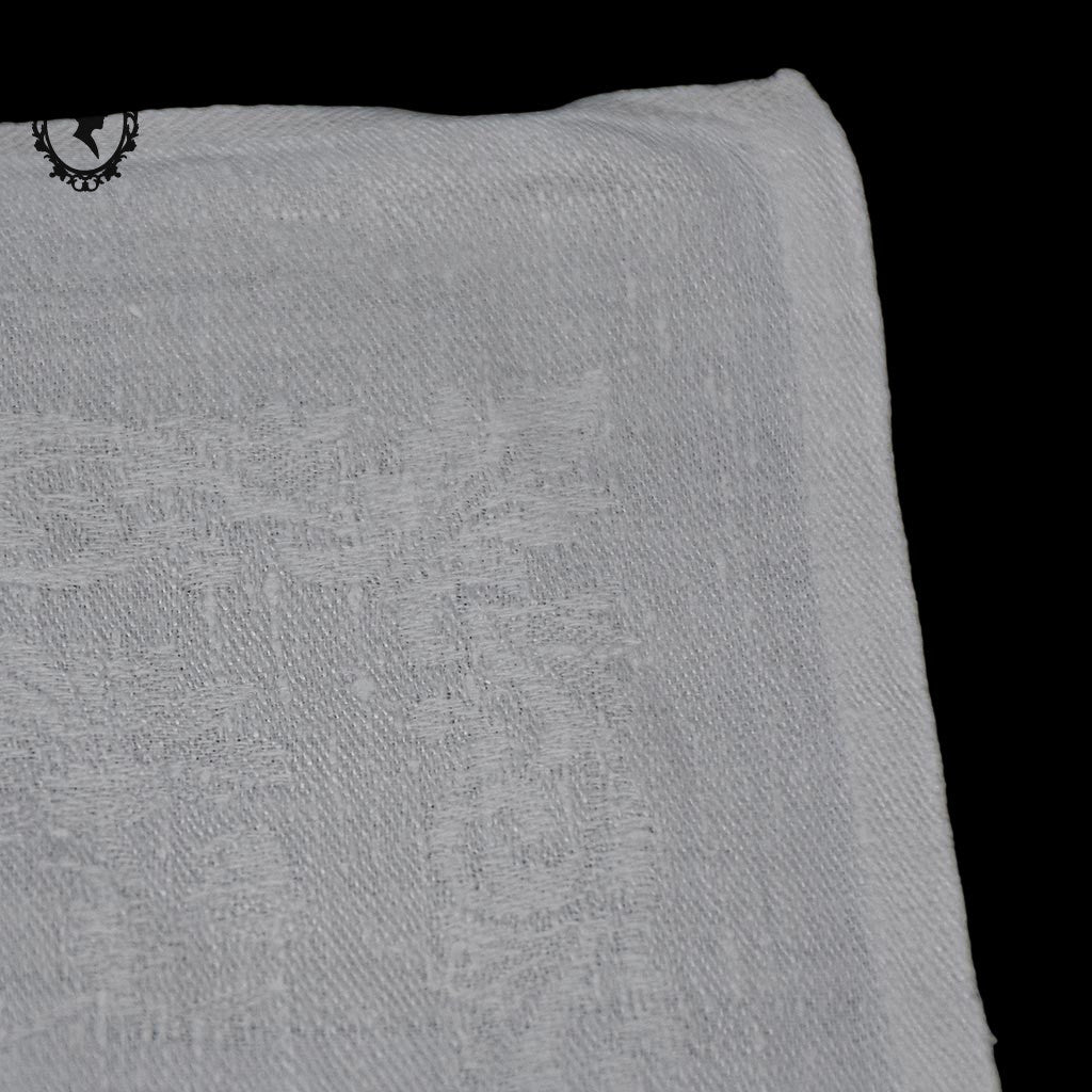 Lot service 12 serviettes de table anciennes damassées blanches monogramme FP