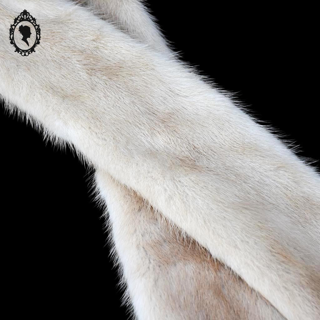 Magnifique écharpe véritable fourrure vison beige clair vintage ancien