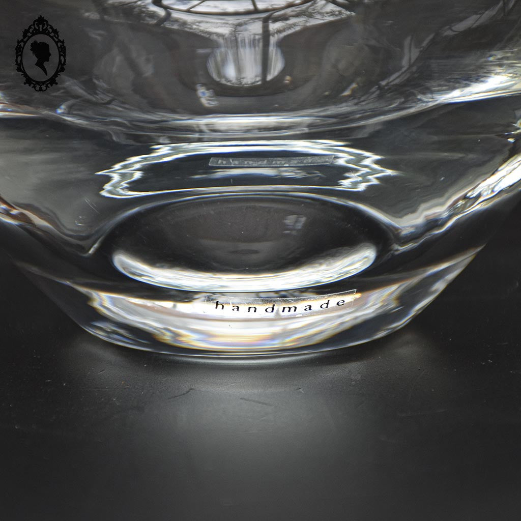 Magnifique vase en cristal épais blanc rond forme œuf handmade vintage