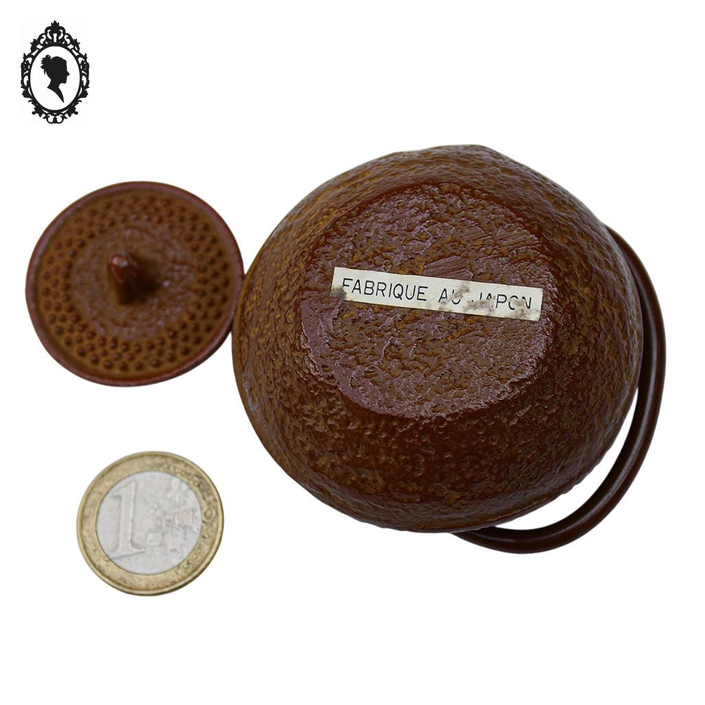 Miniature petite théière en fonte marron collection dînette japonaise