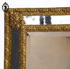 Miroir mural à parclose métal repoussé doré ancien Napoléon III H 47 cm