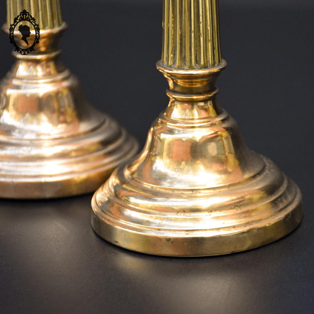 Paire de bougeoir empire à poser 1 feux ou 1 bougie laiton doré ancien